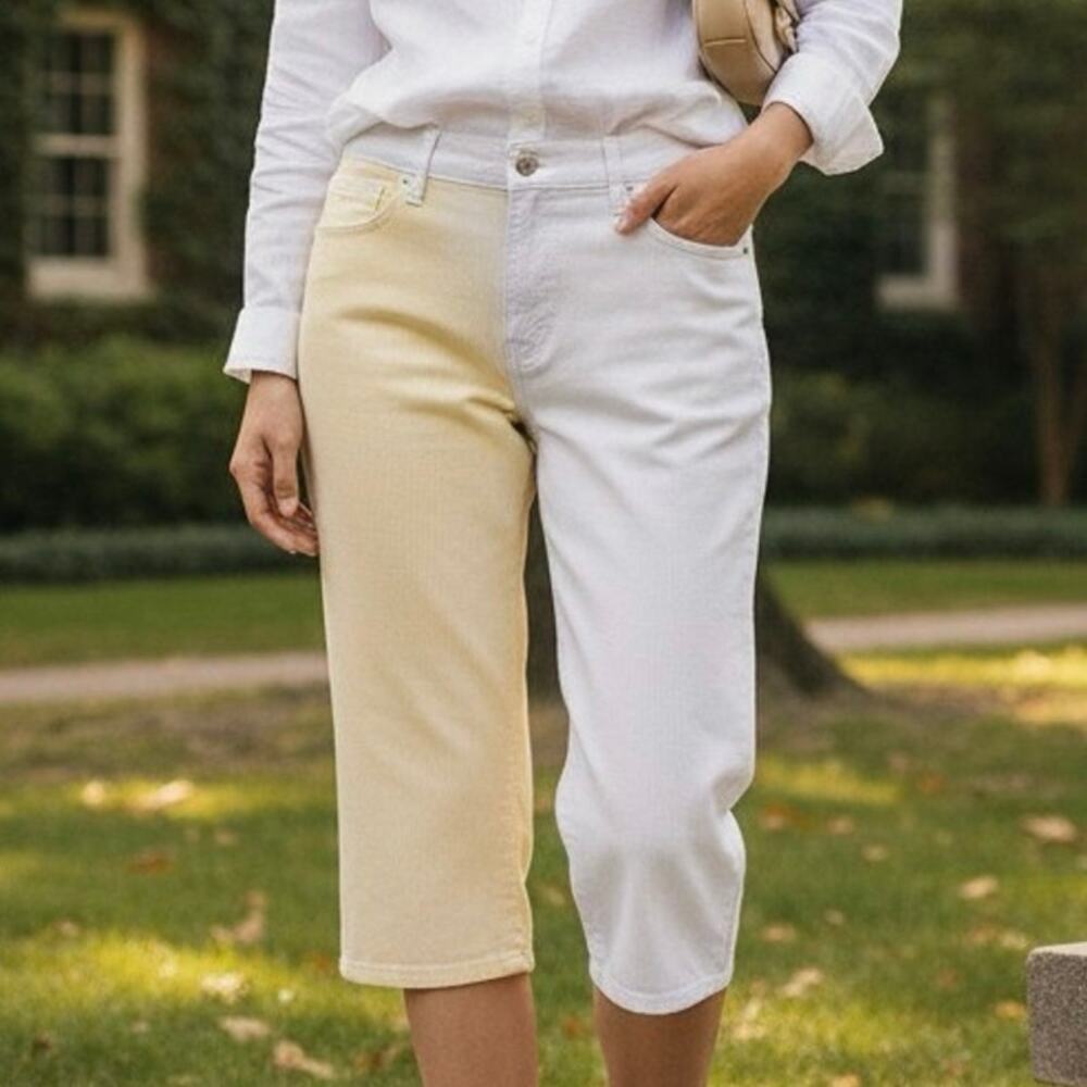 Gloria Vanderbilt Amanda Capri Wide Leg Sz 18 White Twill 5 Pocket Juniors